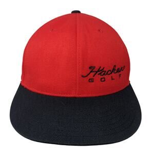 Hacker Golf Fitted Hat Red 7 1/4 Embroidered Colorblock Flexfit Outdoor